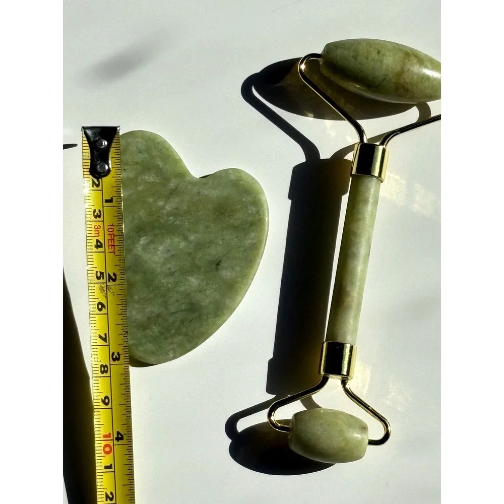 Facial Roller Gua Sha Set Green Jade Stone Skincare‎ Tools beauty pamper
